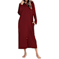 Miniatyrbillede 5 af 5: Kvinde Lang Robe Hætte Badekåbe Lynlås Op Duster Fuld Længde Solid Red XXL