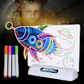 Pikkukuva 3 / 4: 3D-piirtotaulu, valaiseva piirustuslevy, fluoresoiva värikirjoitus, opetuslelu, lasten lahja Space Type