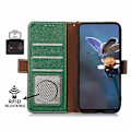 Miniatyrbild 2 av 5: Mobilfodral för Samsung Galaxy A26 5G med RFID-blockering, texturerat äkta ko-läder Multicolor Green