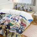 Pikkukuva 1 / 5: x297 Fairy Tail 3-osainen vuodevaatesetti Lämmin ja mukava pehmeä pussilakanasetti 1 pussilakanalla ja 2 tyynyliinalla makuuhuoneeseen b297 135x200cm 53x78in