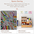 Miniatyrbillede 4 af 5: Træskrivebordsarrangør Diy Desktop Tidy Penneholder Stor Kapacitet Stationær Opbevaringsboks Med Skuffe Til Hjem, Kontor Og Skole (b17 Kirsebærfarve)