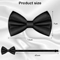 Miniatyrbilde 2 av 5: Sløyfe for menn, Klassisk ensfarget ferdigknytt sløyfe for menn, sateng smoking sløyfe, justerbar formell hals sløyfe for fester, bryllup (svart) black