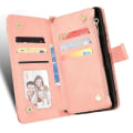 Pikkukuva 4 / 5: Yhteensopiva Xiaomi Mi 11t/11t Pro -kotelon kanssa, vetoketjullinen magneettinen lompakkokotelo, korttipidike, PU-nahkakotelo Pink A