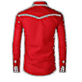 Miniatyrbilde 2 av 3: Herre Western Cowboy Skjorte Brodert Langærmet Casual Slim Fit Button Down Skjorte red S