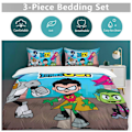 Miniatyrbilde 5 av 5: x89 Teen Titans Go 3-delt sengetøysett Varmt og komfortabelt mykt dynetrekksett med 1 dynetrekk og 2 putetrekk for soverom b89 200x200cm 78x78in