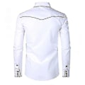 Miniatyrbilde 2 av 3: Herre Western Cowboy Skjorte Brodert Langærmet Casual Slim Fit Knappet Skjorte white 2XL
