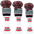 3-Pack Stickade Golf Headcovers för Driver Fairway Hybrid 1 3 5, Vita Numrerade Skydd-FA-