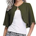 Miniatyrbilde 1 av 4: Kvinners Kort Cardigan Chiffon Topp Åpen Front Bolero Shrug Korte Ermer Crop Topper Army Green S