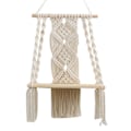 Pikkukuva 1 / 5: Boho Macrame Seinähylly Käsintehty Kudottu Tupsu Gobeliniteline Puinen Kelluva Säilytysteline H Fo (haoyi)