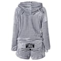 Miniatyrbild 5 av 9: Dam Fleece Fluffiga Pyjamas Sovkläder Nattkläder Set Grå Grey 2XL