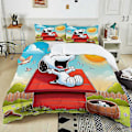 Miniatyrbild 1 av 5: v2114 Sängkläder Hudvänligt påslakan örngott, Snoopy sött sängklädesset, tecknat tryck pojke och flicka hem enkel dubbelsäng /st 3-delars sängkläder 135x200cm 53x78in