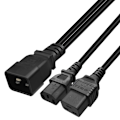 Miniatyrbillede 2 af 5: C20 til C13+c19 Y Splitter Strømkabel 250v Iec 320 Enkelt Iec 320 C20 Han