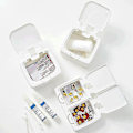 Miniatyrbillede 2 af 4: Vatpindeholder med trykknap, multifunktionel PP-makeupbomuldsopbevaringsorganisator til skrivebord Q 1 Grid