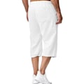 Miniatyrbillede 5 af 5: Herre Sommer Løs Casual Linned Shorts med Lommer Elastisk Talje Casual Bukser L White