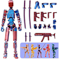 Miniatyrbillede 1 af 5: T13 Actionfigur, Titan 13 Actionfigur 3D Titans Figur, 3D Printet Actionfigur Nova 13 Actionfigur, Multi-Leddede Actionfigurer Red and blue