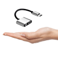 Pikkukuva 4 / 5: 2-in-1 Type-C - 3,5 mm:n kuulokeliitäntäadapteri/liitinlaturi, kuuloke Aux-audio ja latausadapteri