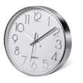 Premium Silver Väggklocka, Modern Tyst Väggklocka Kontor Kök (25cm, Silver)