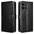 Miniatyrbilde 1 av 5: For Honor 200 Smart 5G/ Play 60 Plus 5G Stativ Veske Lær Lommebok Telefon Deksel Crazy Horse Tekstur Black