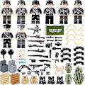 Miniatyrbild 1 av 5: 8 st Militära Minifigurer Bas WW2 Set + Vapen Kit Armé Vapen Soldater Leksaker