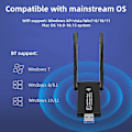 Pikkukuva 4 / 5: 1300M Dual-Band USB 3.0 WiFi -sovitin Bluetooth 5.0 Dongle Vastaanotin Lähetin 2.4GHz/5GHz 802.11b/n/g/ac Langaton Verkkokortti PC/Kannettavalle