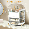 Miniatyrbillede 3 af 5: Luksuriøs Makeup Organizer - Vandafvisende, Støvfri, Stor Kapacitet Vanity Opbevaring med Låg til Badeværelsesbordplade, Soveværelse, Kommode White