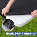 Miniatyrbillede 5 af 5: Rektangulær dug, vandtæt polyester elastisk monteret dug, passer til 6ft foldebord camping, udendørs (sort, 76,20*182,88cm)