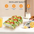 Miniatyrbilde 2 av 5: Tacoholderstativ, 4-pakks rustfritt stål stativ med håndtak, Tacobrett holder opptil 3 tacos, Tacostativ
