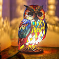Miniatyrbild 2 av 4: Bordslampa med djurform i målat glas, bohemisk djurlampa i harts för sovrum, vardagsrum, hemmakontor, dekorationsgåva