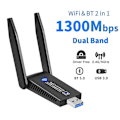Pikkukuva 2 / 5: 1300M Dual-Band USB 3.0 WiFi -sovitin Bluetooth 5.0 Dongle Vastaanotin Lähetin 2.4GHz/5GHz 802.11b/n/g/ac Langaton Verkkokortti PC/Kannettavalle