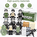 Miniatyrbild 4 av 5: 8 st Militära Minifigurer Bas WW2 Set + Vapen Kit Armé Vapen Soldater Leksaker