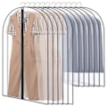 Miniatyrbillede 1 af 5: Pakke med 10 dragtposer, 60 x 120/100 cm, sort kant, transparent dragtpose, dragtposer, dragtbetræk, dragtpose, aftenkjole, brudekjole