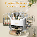 Miniatyrbillede 2 af 5: Luksuriøs Makeup Organizer - Vandafvisende, Støvfri, Stor Kapacitet Vanity Opbevaring med Låg til Badeværelsesbordplade, Soveværelse, Kommode White