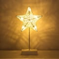 Miniatyrbillede 1 af 5: Dekorativ bordlampe, julstjerne natlampe snoet bomuldstråd varm LED-pære til soveværelse, batteridrevet lampe til bord, hvid