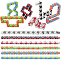 Miniatyrbilde 2 av 5: 18 Pakke Wacky Tracks Snap And Click Fidget Leker Finger Sensoriske Leker, 24 Lenker Slange Puslespill for Stresslindring, Festposefyll, Festutstyr