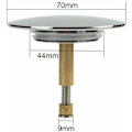 Miniatyrbilde 2 av 5: Badekarpropp, 70 mm, med dobbel tetning, høydejusterbar, universell badekarpropp, vaskventil, herdet messing med kromfinish 70mm