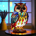 Miniatyrbilde 1 av 4: Bordlampe med form som glassmaleri-dyr, bohemsk harpiksdyr-lampe for soverom, stue, hjemmekontor, dekorasjonsgave