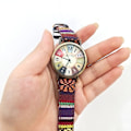 Miniatyrbillede 2 af 3: Dame Retro Boheme Boho Hippie Ur Dame Blød Flettet Flerfarvet Regnbue Mønster Vævet Rem Armbåndsur