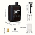 Miniatyrbillede 2 af 5: 500mAh Bærbar El-pumpe til Cykler - Præcis 120 PSI Mini Dæk-pumpe med Digitalt Trykmåler, Automatisk Afbrydelse, Presta og Schrader Ventil Kompatibel Black