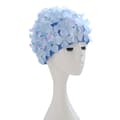 Simmössa för kvinnor, blommönstrad retro 3D-design, badmössa med blommor för damer Blue