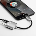 Pikkukuva 2 / 5: 2-in-1 Type-C - 3,5 mm:n kuulokeliitäntäadapteri/liitinlaturi, kuuloke Aux-audio ja latausadapteri