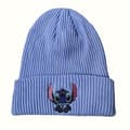 Stickad mössa för män och kvinnor, anime-tecknad varm mössa, pullovermossa i ull, kall vädermössa för utomhusbruk, perfekt present Blue