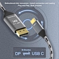 Pikkukuva 3 / 5: USB-C - Displayport -kaapeli, ammattimainen Plug and Play -tuki, 8K 60Hz, kaksisuuntainen tiedonsiirto, TYPE C - Displayport -sovitin, 1,8 m