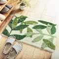 Miniatyrbild 1 av 5: Absorberande Halkfri Badrumsmatta, Supermjuk Mikrofiber, Maskintvättbara Badrumsmattor för Badkar, Dusch och Badrum, Sovrum, 50x80cm, Bladgrön