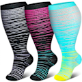 Miniatyrbild 1 av 5: 3 par Plus Size 3xl kompressionsstrumpor för kvinnor män Extra Large Wide Calf Calves Leg Stockings Knee Compr Sock
