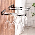 Miniatyrbild 7 av 7: 4-pack Väggmonterat Metallvin Glasställ Under Skåp Hängande Displayställ för Skåp, Kök, Barer (Endast Ställ)