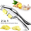 Miniatyrbillede 4 af 4: 2 i 1 Hvidløgspresse Skærer Rustfrit Stål Skaller Squeezer Knuser Hakker Masher Presser Rocker