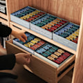 Miniatyrbillede 6 af 8: 2 stk Skuffeorganisatorer 24 Rum Sok Organiser Foldbar Undertøjs Skuffe Organiser Stof Skuffedeler Garderobe Opbevaring