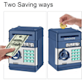 Miniatyrbild 5 av 7: Elektronisk spargris, Mini ATM lösenord sparbössa kontanter mynt sparbössa för barn, tecknad säker bankbox perfekta leksaks presenter för pojkar flickor Navy Blue