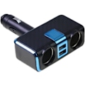 Miniatyrbilde 1 av 4: Bilstøpsel med Sigaretttenner 1 til 2 Billader med 2xUSB-port 100W Rask Lading Billader for 12-24V Kjøretøy Blue
