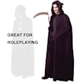 Miniatyrbillede 3 af 5: Halloween Sort Kappe Sort Reaper Kappe Sort Djævel Kappe Cosplay Prom Party Halloween Maskerade Voksen Børns Fancy Kostume (s 180cm)